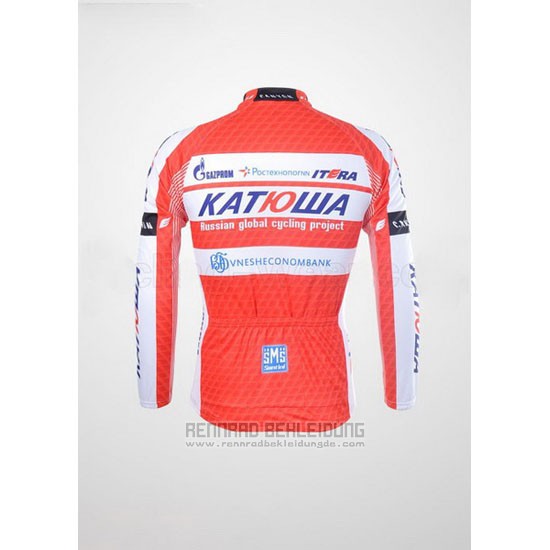 2012 Fahrradbekleidung Katusha Wei und Orange Trikot Langarm und Tragerhose